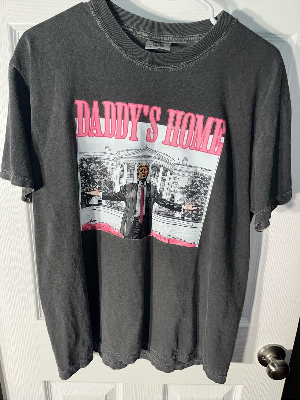 Comfort Colors Daddy's‎ Home T Tee Shirt Men’s Large Crewneck Donald Trump Gray